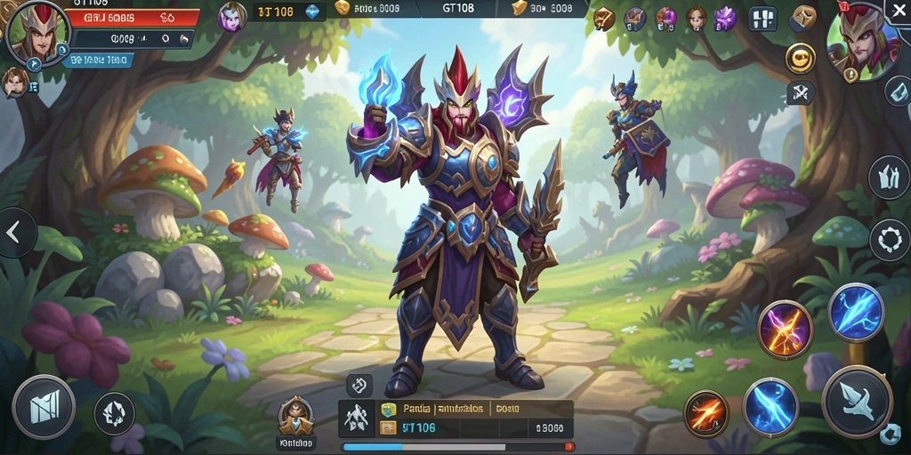 Screenshot utama GT108 menampilkan pertarungan epik dalam dunia RPG.