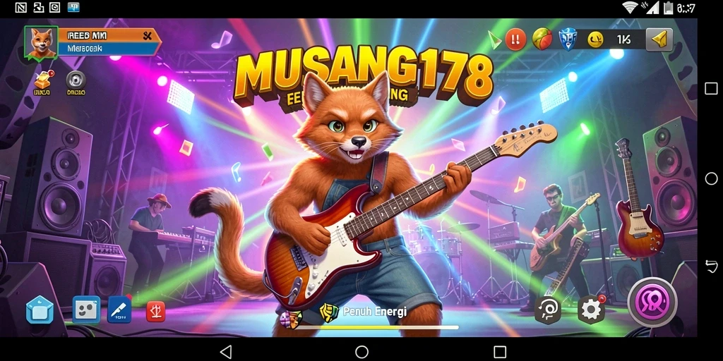 Screenshot gameplay MUSANG178 menampilkan pemain menikmati musik dan tantangan.