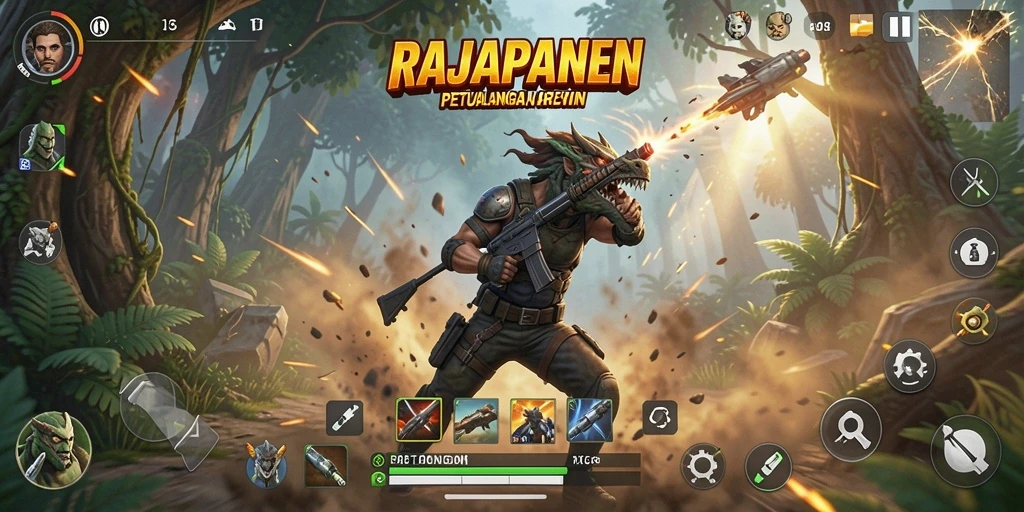 Screenshot menunjukkan aksi seru dalam pertempuran RAJAPANEN.