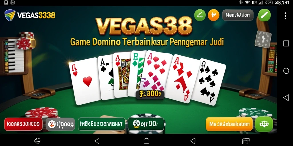 Screenshot utama dari gameplay Domino di VEGAS338.